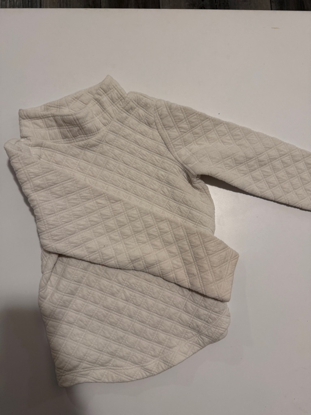 Kids Quilted Cream Funnel Neck Sweater